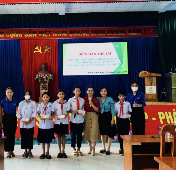 Bình Minh: Phối hợp với UBND xã tổ chức Diễn đàn trẻ em năm 2023 với chủ đề: "Trẻ em tham gia xây dựng môi trường sống an toàn, thân thiện, lành mạnh cho trẻ em"