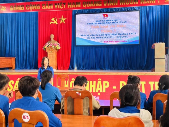 Bình Minh: Chi đoàn thôn tân An tổ chức sinh hoạt chi đoàn tháng 3