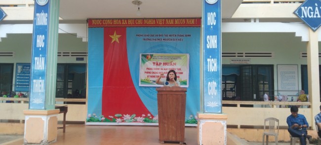 Liên đội Trường TH&THCS Nguyễn Duy Hiệu tập huấn "Phòng chống tai nạn thương tích, phòng chống đuối nước và kỹ năng sống cho học sinh"