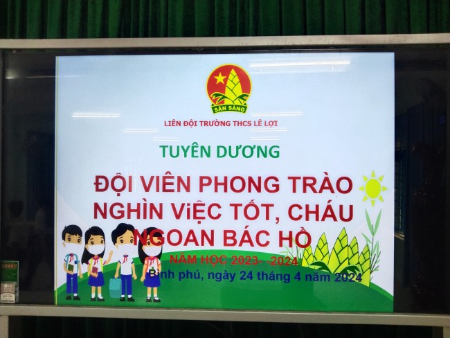 Liên đội trường THCS Lê Lợi tuyên dương đội viên tiêu biểu, cháu Ngoan Bác Hồ