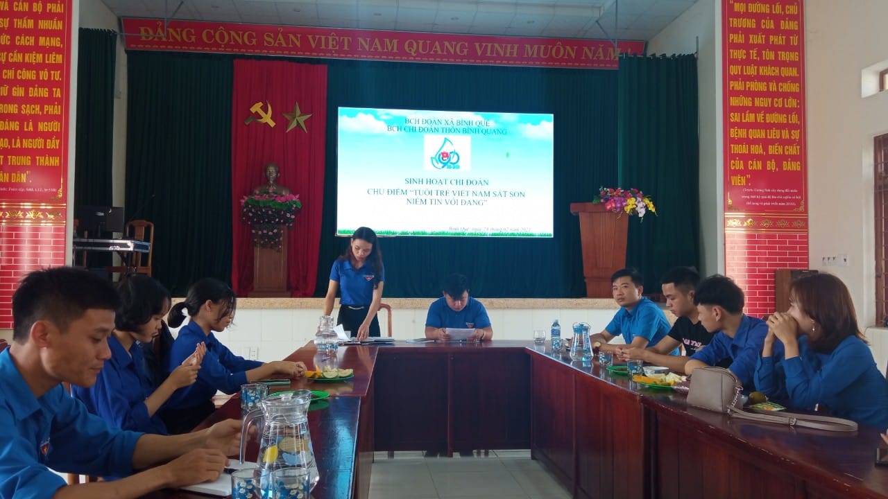 Bình Quế: Chi đoàn thôn Bình Quang tổ chức sinh hoạt chi đoàn tháng 02