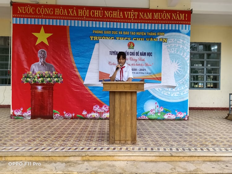 Liên đội THCS Chu Văn An tuyên truyền chủ đề năm học  2020 - 2021