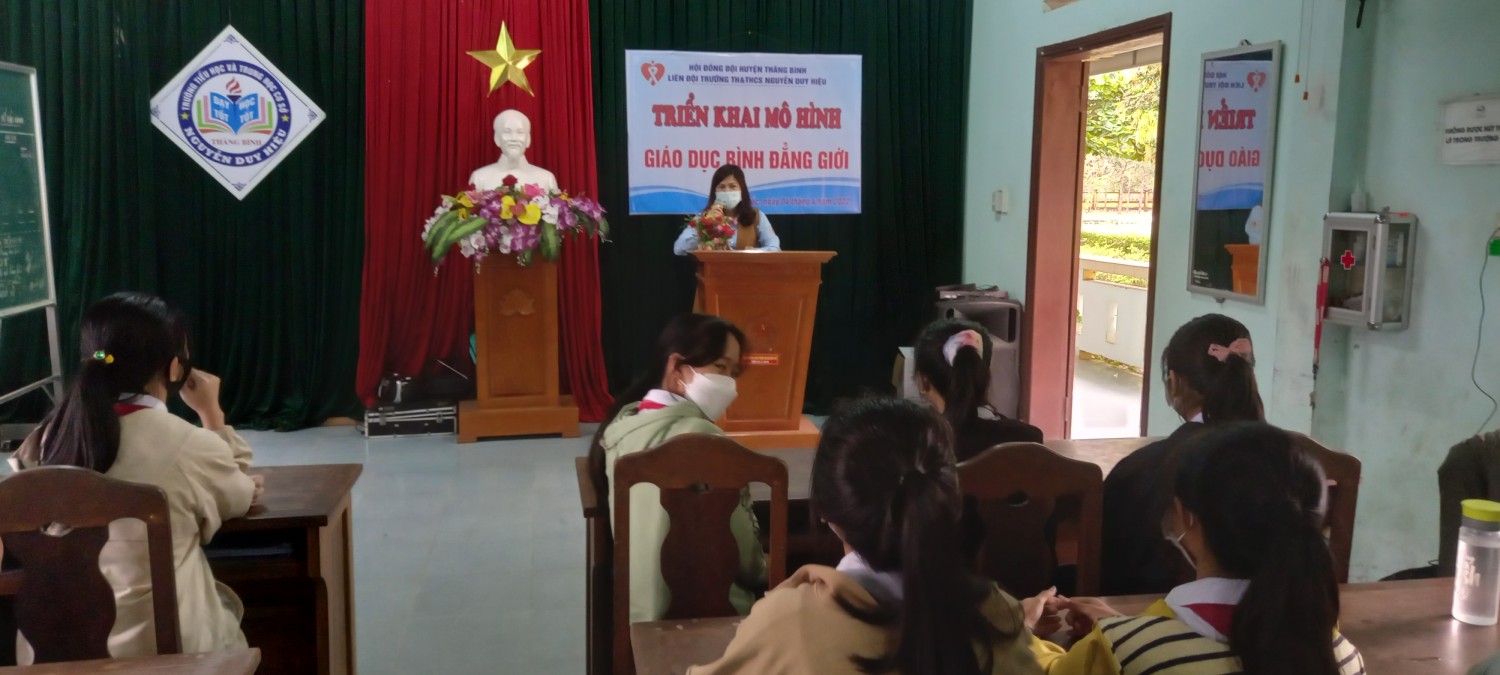 Liên đội Trường TH&THCS Nguyễn Duy Hiệu tổ chức triển khai mô hình "Bình Đẳng Giới" cho toàn thể các em học sinh