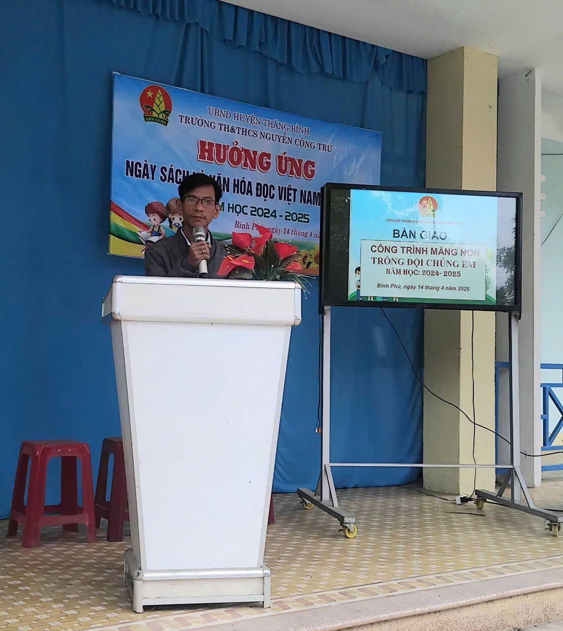 Liên đội trường TH&THCS Nguyễn Công Trứ hoàn thành Công trình măng non cấp Liên đội “Trống đội của chúng em” năm học 2024 - 2025